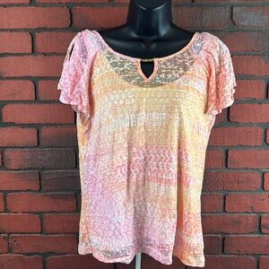 Hearts of Palm Womens Petite/Large Peach Short Sleeve Shirt – Casual, Cute